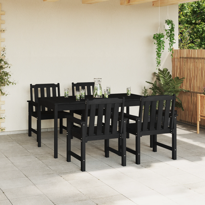 vidaXL Dārza krēsls 4 pcs Melna 65.5 x 59 x 88 cm Polietilēns