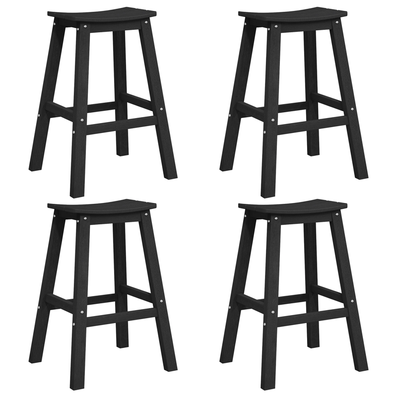 vidaXL Dārza bāra komplekts 4 pcs Melna HDPE