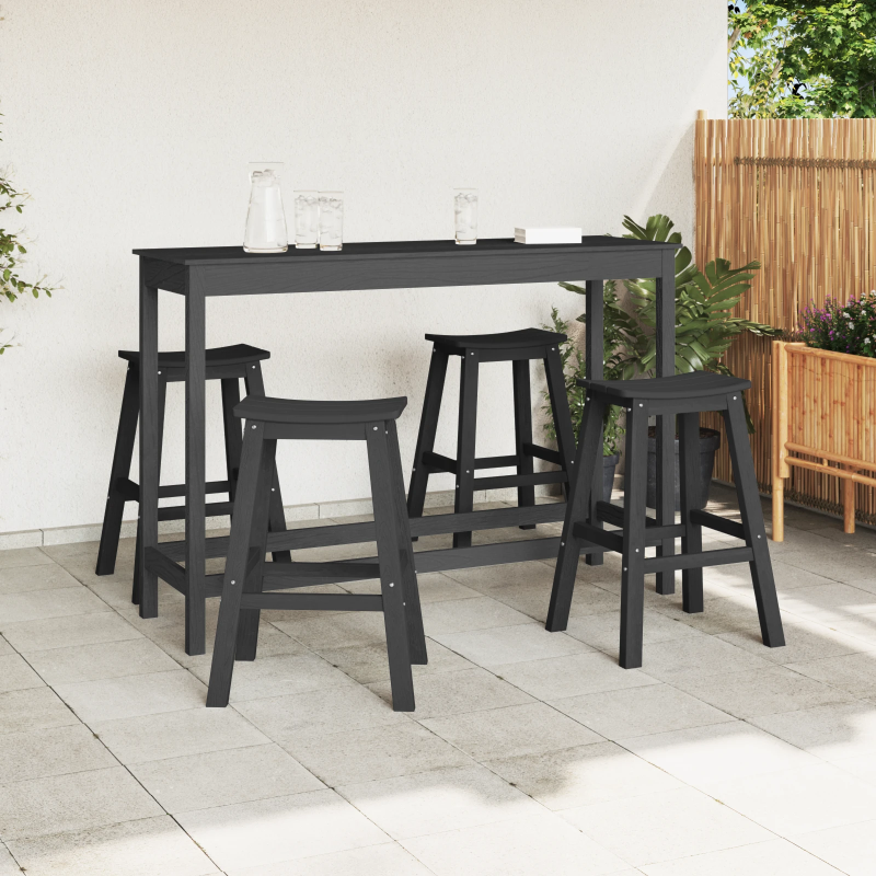 vidaXL Dārza bāra komplekts 4 pcs Melna HDPE