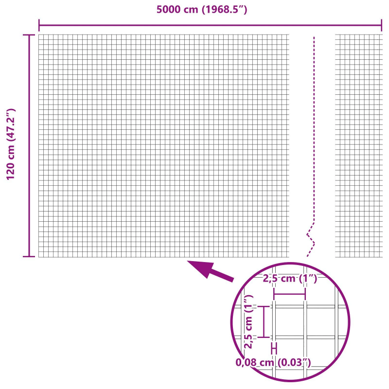 vidaXL Metinātās stieples žogs Sudraba 1.2 x 50 m