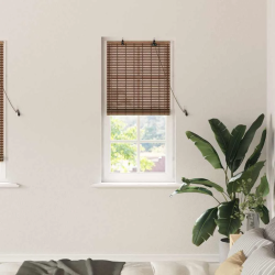 vidaXL Rullo žalūzija ar aizkariem Brūna 60 x 220 cm Bambuss