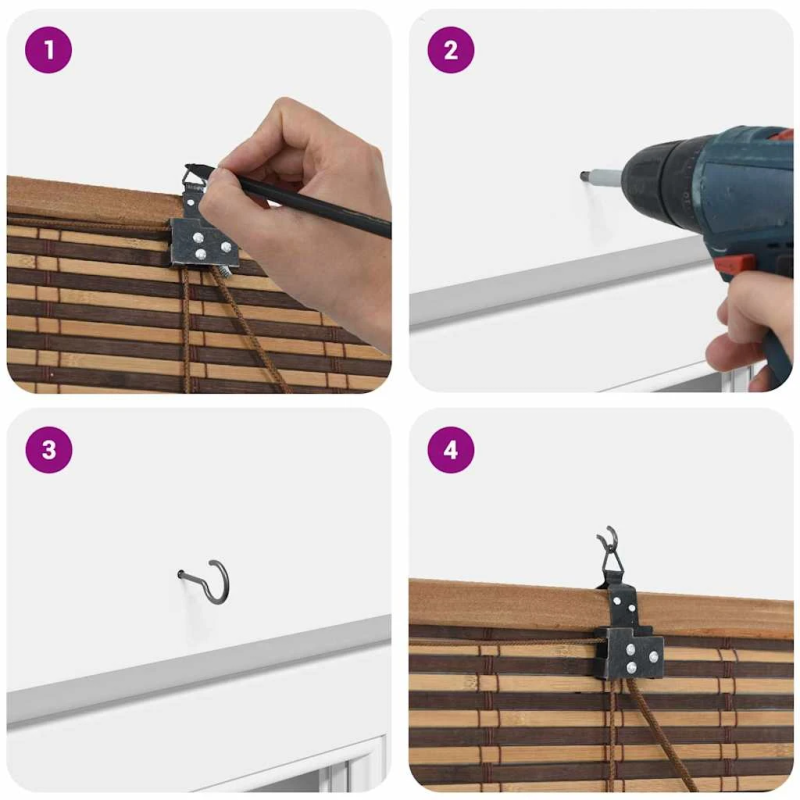 vidaXL Rullo žalūzija ar aizkariem Brūna 90 x 160 cm Bambuss