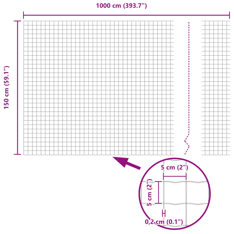 vidaXL Eiropas žogs Zaļa 1,5 x 10 m PVC pārklāts dzelzs