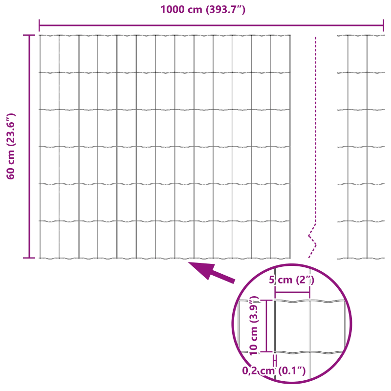 vidaXL Eiropas žogs Zaļa 0,6 x 10 m PVC pārklāts dzelzs
