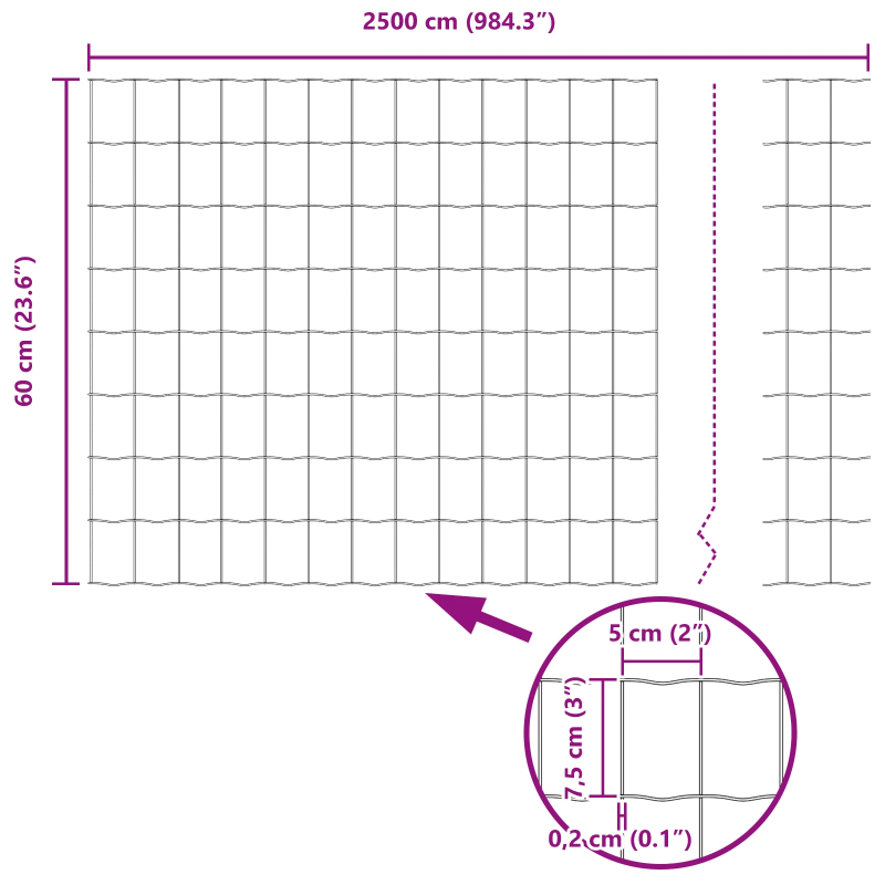 vidaXL Eiropas žogs Zaļa 0,6 x 25 m PVC pārklāts dzelzs