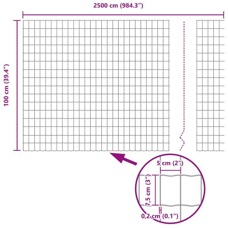 vidaXL Eiropas žogs Zaļa 1 x 25m PVC pārklāts dzelzs