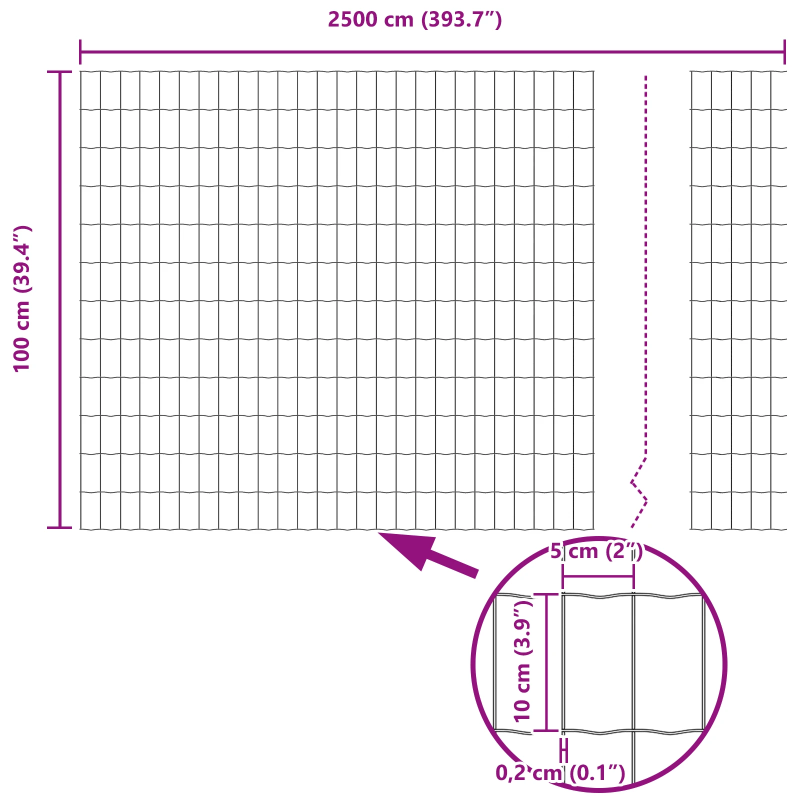 vidaXL Eiropas žogs Pelēka 1 x 25 m PVC pārklāts dzelzs