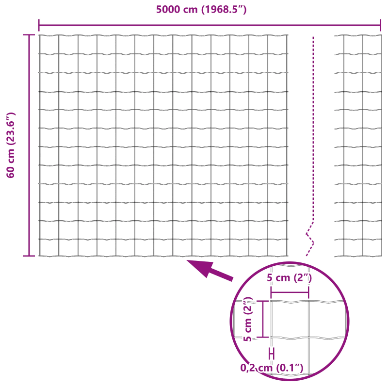 vidaXL Eiropas žogs Pelēka 0,6 x 50 m PVC pārklāts dzelzs