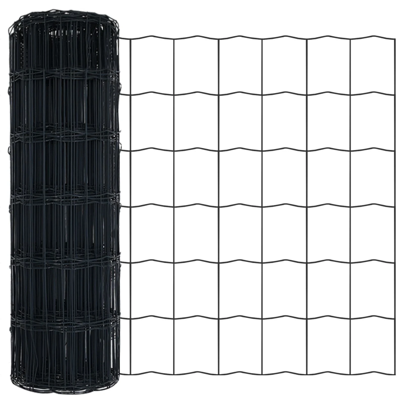 vidaXL Eiropas žogs Pelēka 0,4 x 50 m PVC pārklāts dzelzs