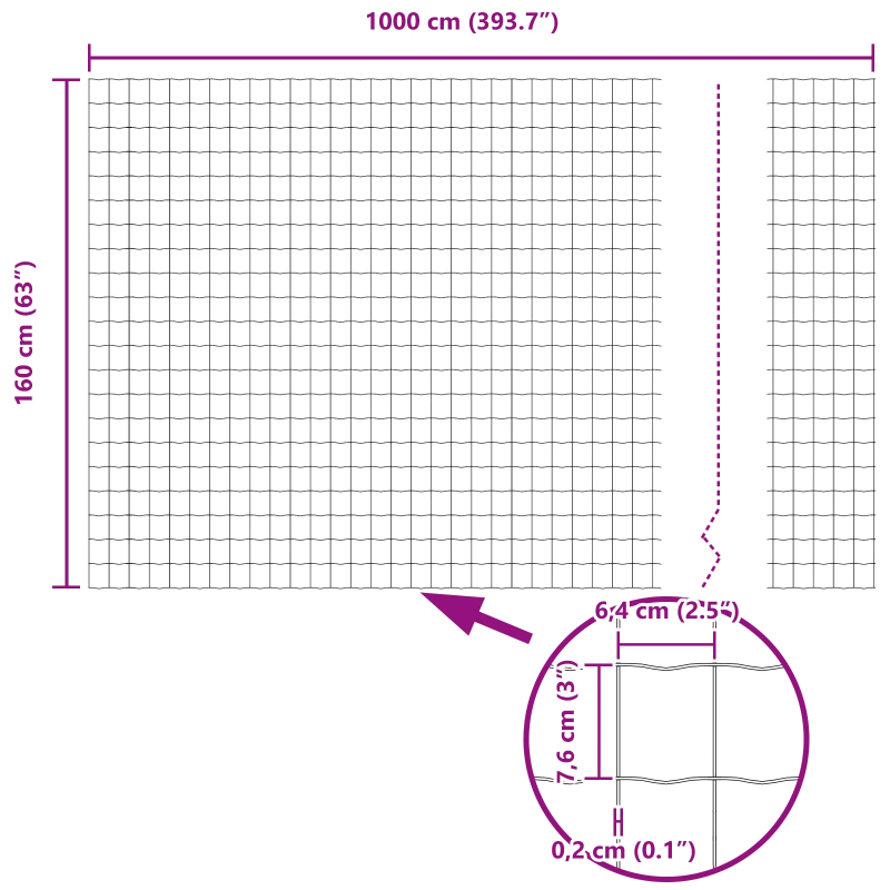 vidaXL Eiropas žogs Melna 1,6 x 10 m PVC pārklāts dzelzs