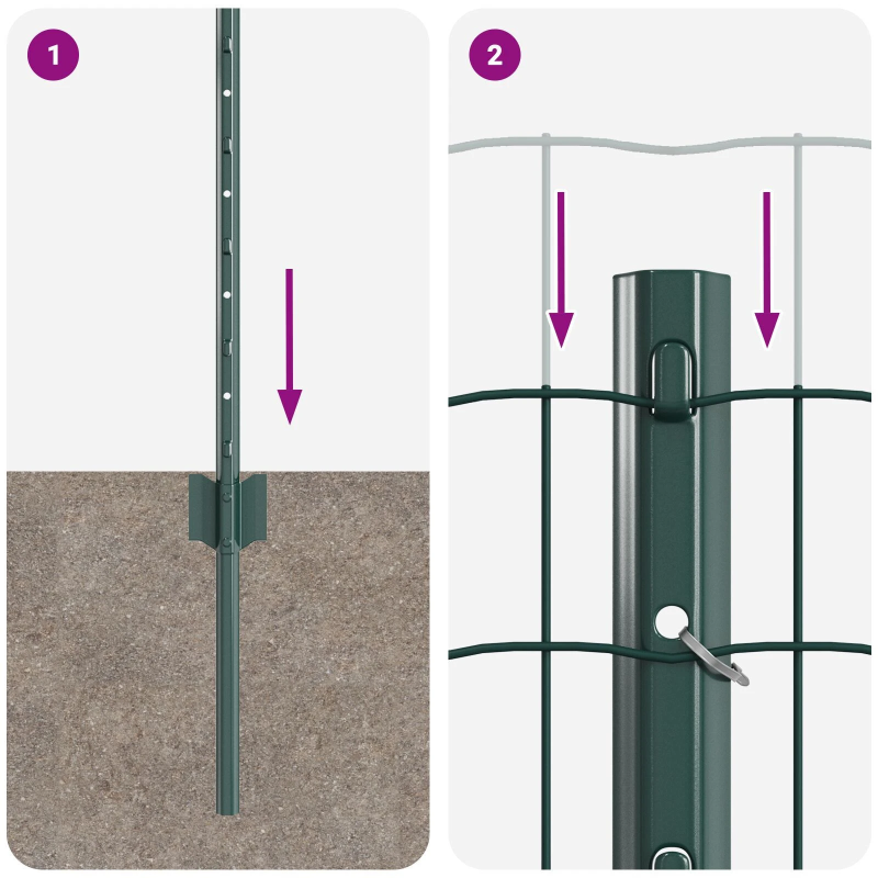vidaXL Žogs ar stabu Zaļa 0,8 x 10 m Tērauds un PVC