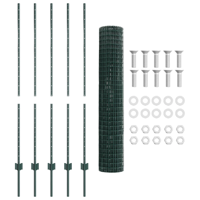 vidaXL Žogs ar stabu Zaļa 1,4 x 10 m Tērauds un PVC