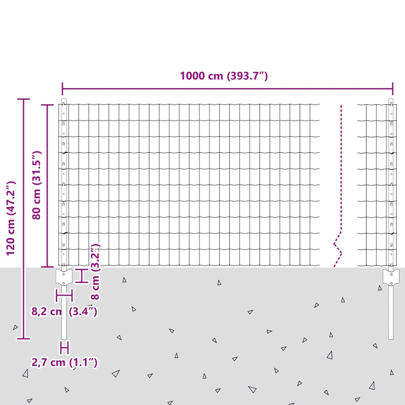 vidaXL Žogs ar stabu Zaļa 0,8 x 10 m Tērauds un PVC