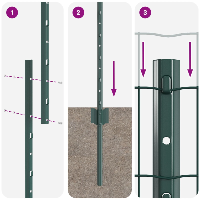 vidaXL Žogs ar stabu Zaļa 1,6 x 10 m Tērauds un PVC
