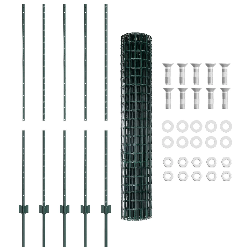 vidaXL Žogs ar stabu Zaļa 1,4 x 10 m Tērauds un PVC