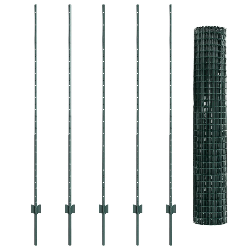 vidaXL Žogs ar stabu Zaļa 1,6 x 10 m Tērauds un PVC