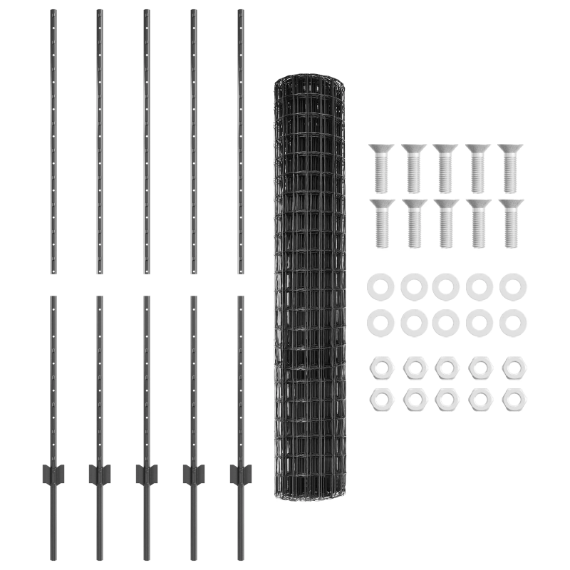 vidaXL Žogs ar stabu Pelēka 1,4 x 10 m Tērauds un PVC