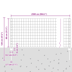 vidaXL Žogs ar stabu Pelēka 0,8 x 25 m Tērauds