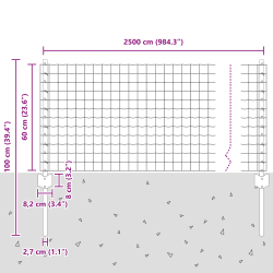 vidaXL Žogs ar stabu Sudraba 0,6 x 25 m Tērauds