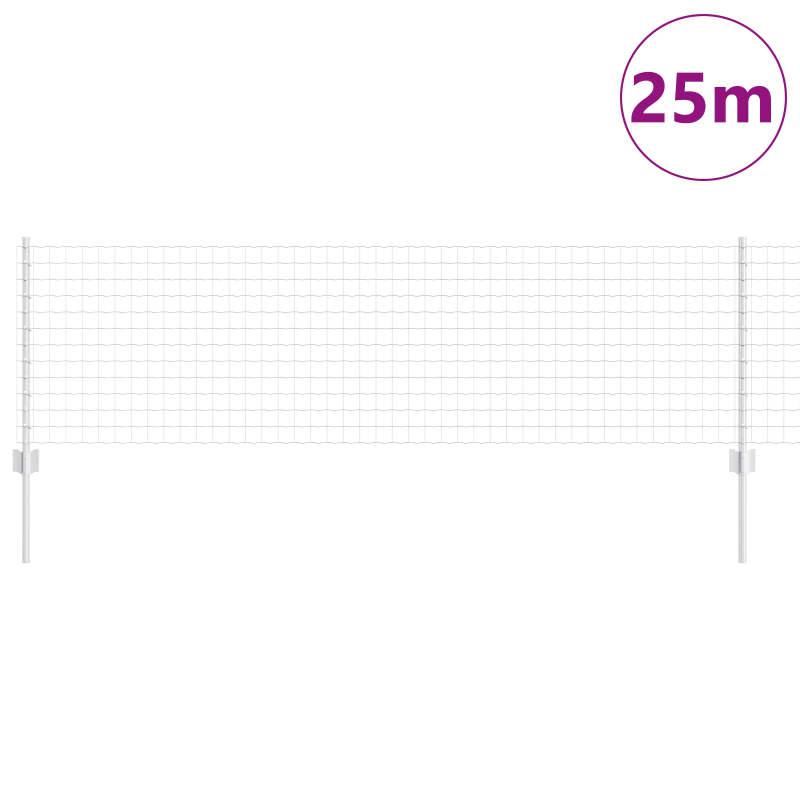vidaXL Žogs ar stabu Sudraba 0,6 x 25 m Tērauds