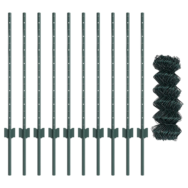 vidaXL Žogs ar stabu Zaļa 0,8 x 10 m Tērauds un PVC