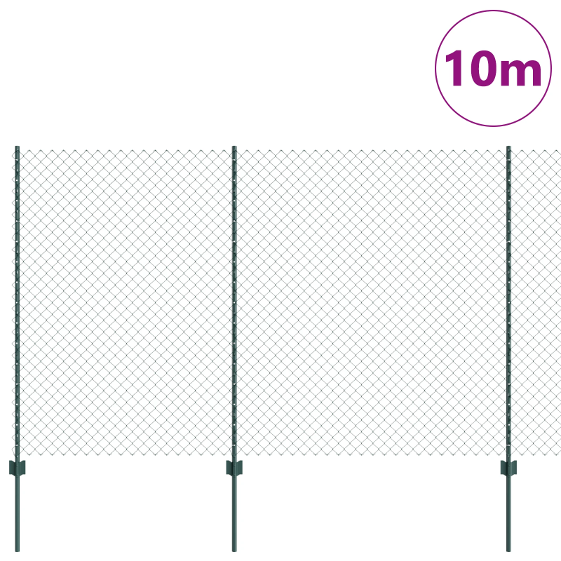 vidaXL Žogs ar stabu Zaļa 1,5 x 10 m Tērauds un PVC