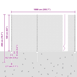 vidaXL Žogs ar stabu Zaļa 1,6 x 10 m Tērauds un PVC