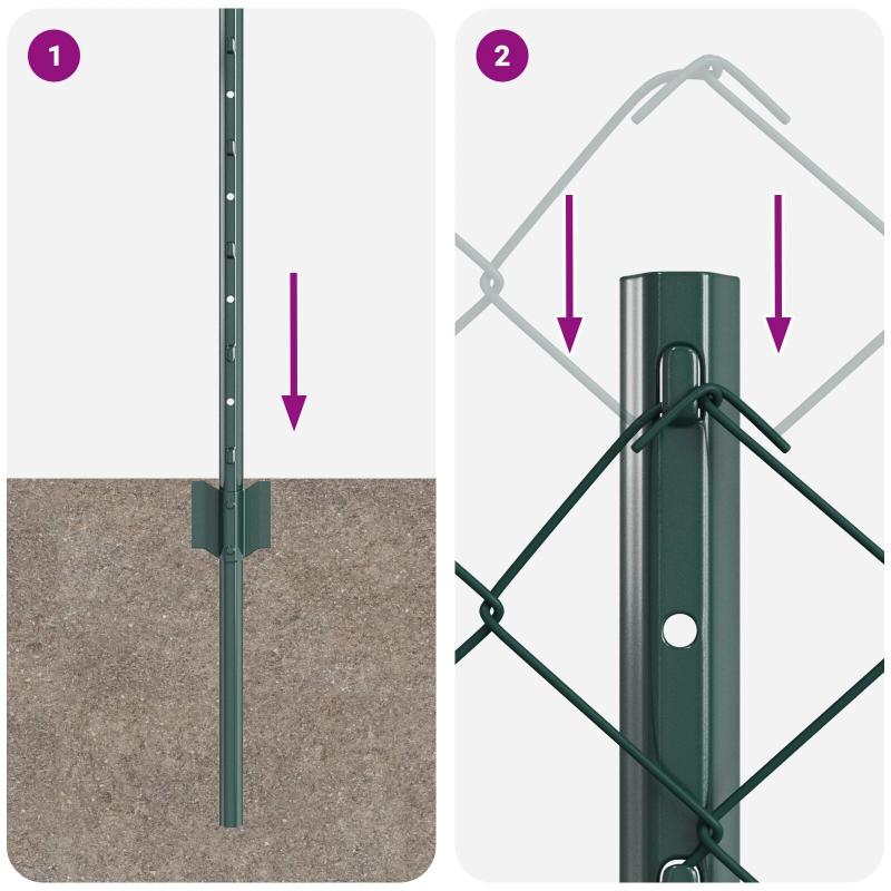 vidaXL Žogs ar stabu Zaļa 0,6 x 10 m Tērauds un PVC