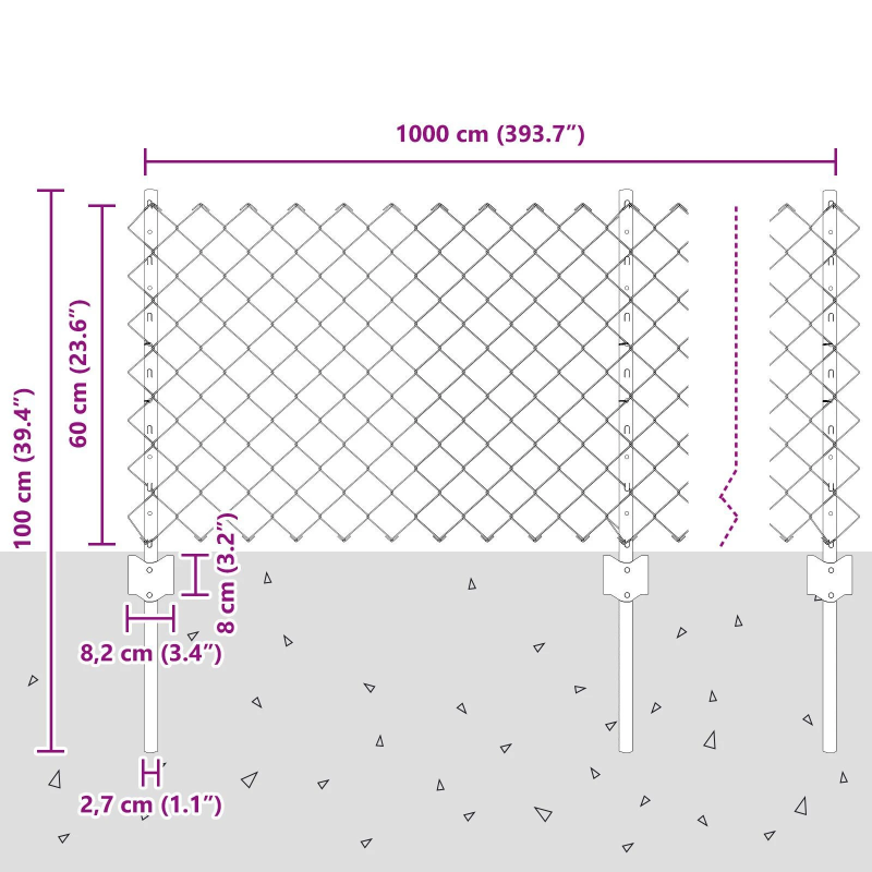 vidaXL Žogs ar stabu Zaļa 0,6 x 10 m Tērauds un PVC