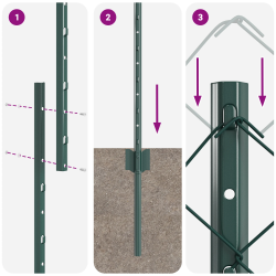 vidaXL Žogs ar stabu Zaļa 1 x 10 m Tērauds un PVC