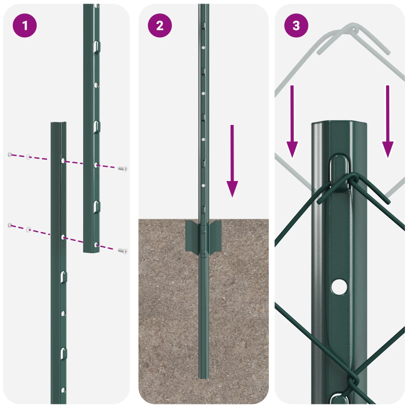 vidaXL Žogs ar stabu Zaļa 1 x 10 m Tērauds un PVC