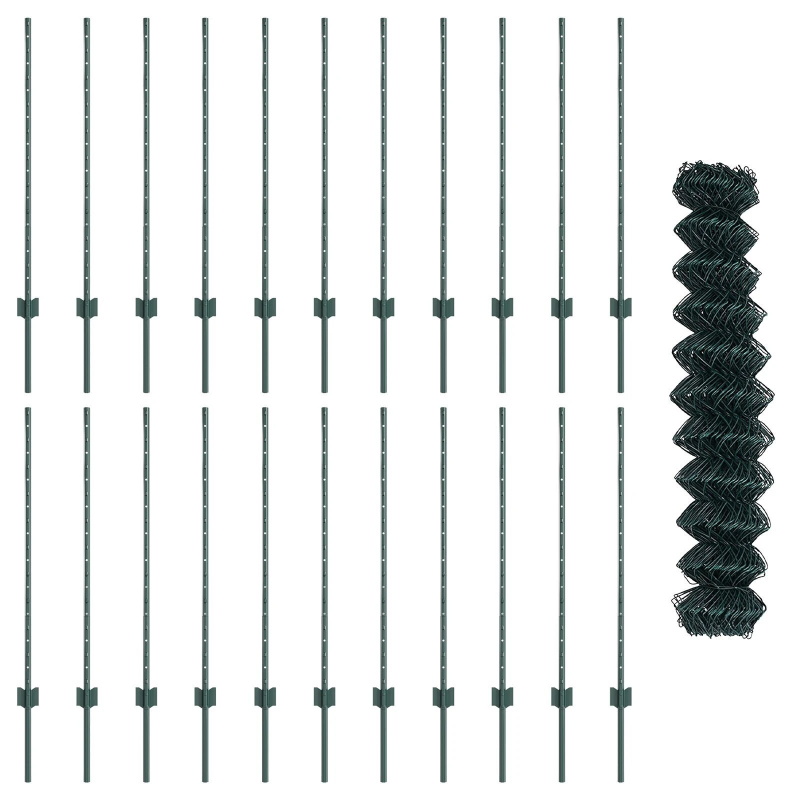 vidaXL Žogs ar stabu Zaļa 1 x 25 m Tērauds un PVC