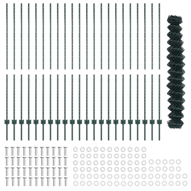 vidaXL Žogs ar stabu Zaļa 1,5 x 25 m Tērauds