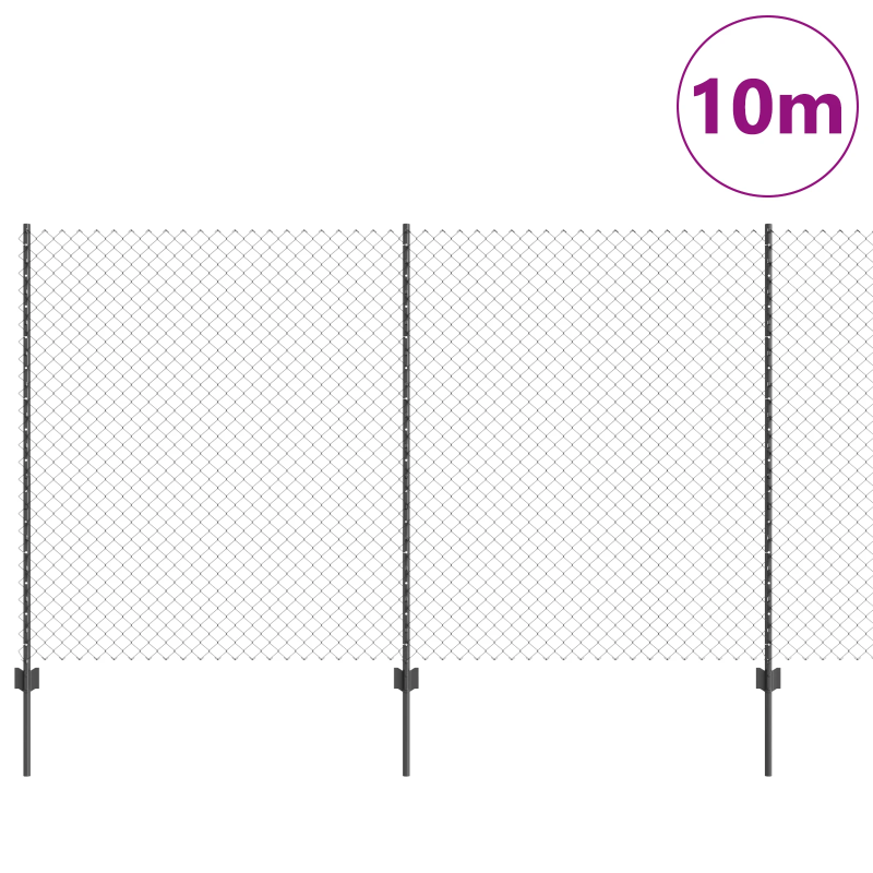 vidaXL Žogs ar stabu Pelēka 1,4 x 10 m Tērauds un PVC