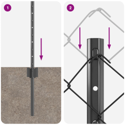 vidaXL Žogs ar stabu Pelēka 0,8 x 10 m Tērauds un PVC
