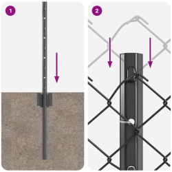 vidaXL Žogs ar stabu Pelēka 0,4 x 25 m Tērauds un PVC