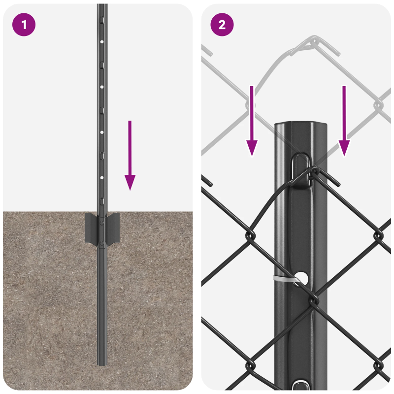 vidaXL Žogs ar stabu Pelēka 0,4 x 25 m Tērauds un PVC
