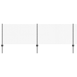 vidaXL Žogs ar stabu Pelēka 0,8 x 25 m Tērauds un PVC
