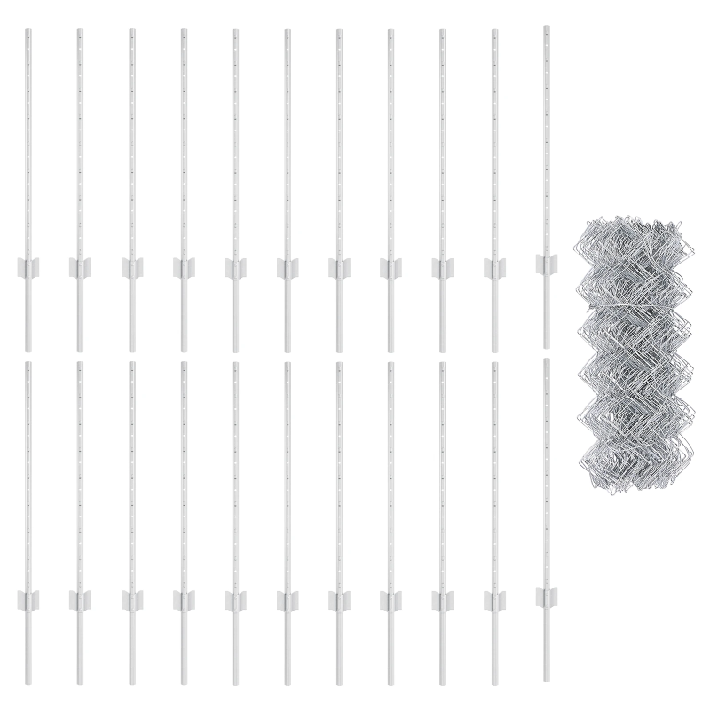 vidaXL Žogs ar stabu Sudraba 0,8 x 25 m Tērauds