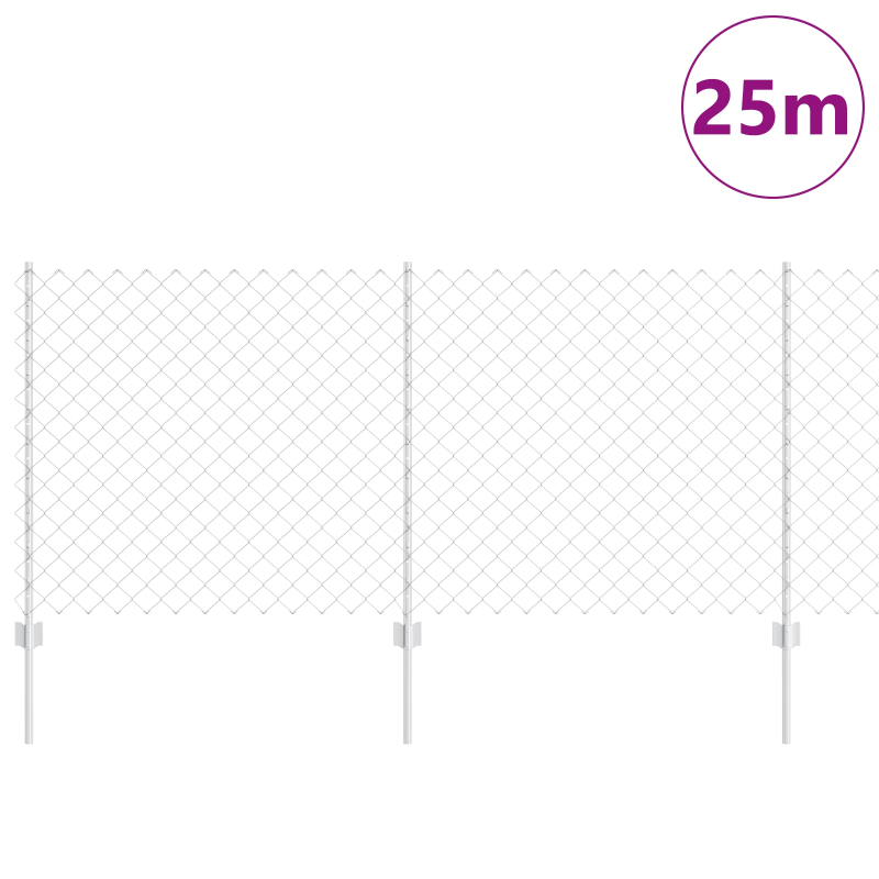 vidaXL Žogs ar stabu Sudraba 1 x 25 m Tērauds