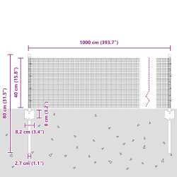 vidaXL Žogs ar stabu Zaļa 0,4 x 10 m Tērauds un PVC