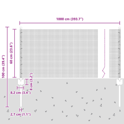vidaXL Žogs ar stabu Zaļa 0,6 x 10 m Tērauds un PVC