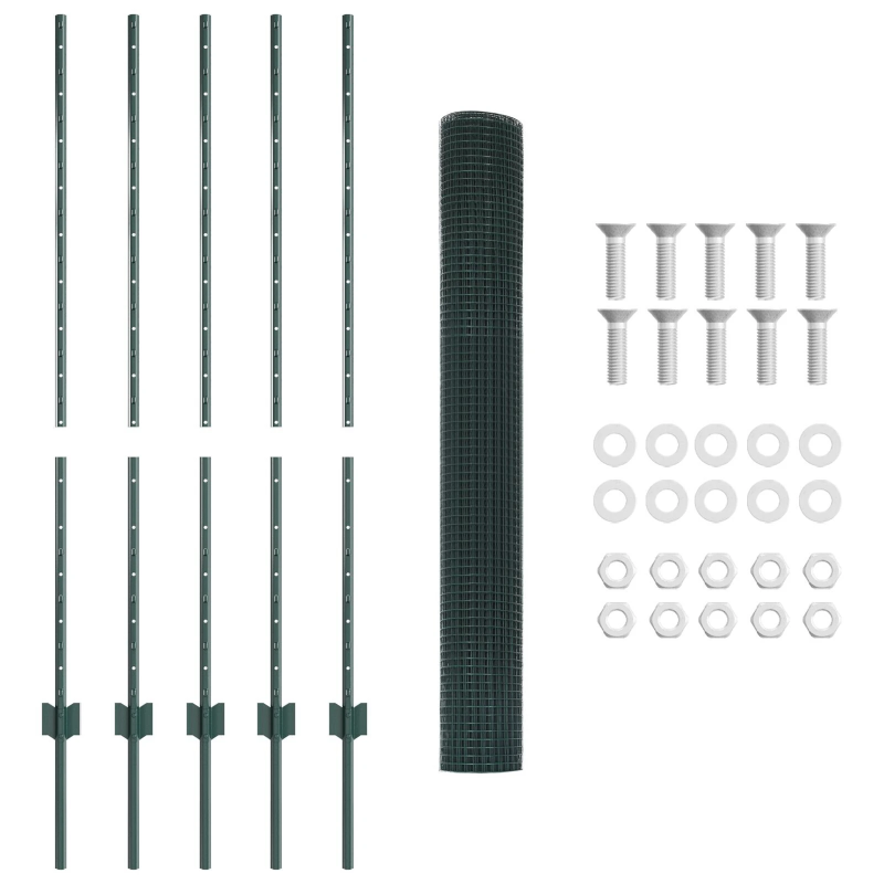vidaXL Žogs ar stabu Zaļa 1,2 x 10 m Tērauds un PVC