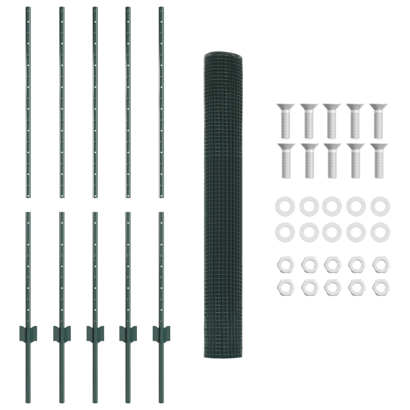 vidaXL Žogs ar stabu Zaļa 1,2 x 10 m Tērauds un PVC