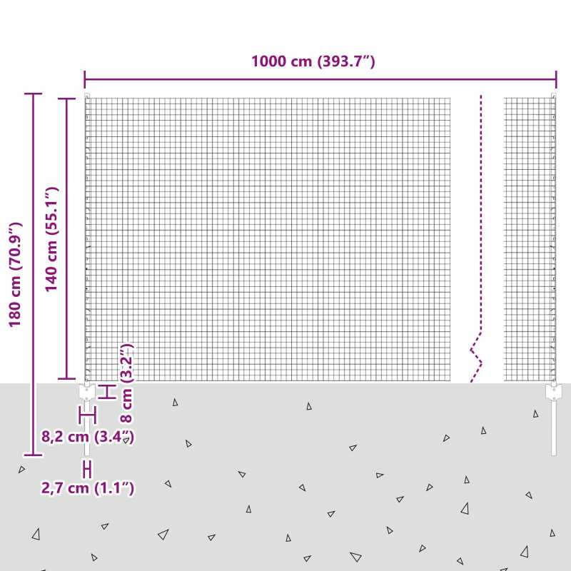 vidaXL Žogs ar stabu Zaļa 1,4 x 10 m Tērauds un PVC