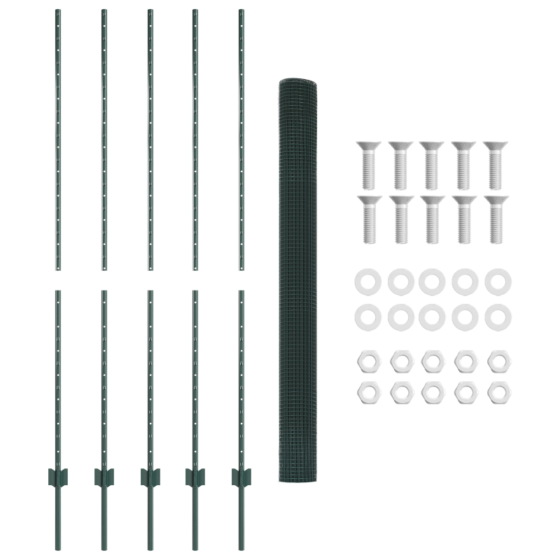 vidaXL Žogs ar stabu Zaļa 1,6 x 10 m Tērauds un PVC