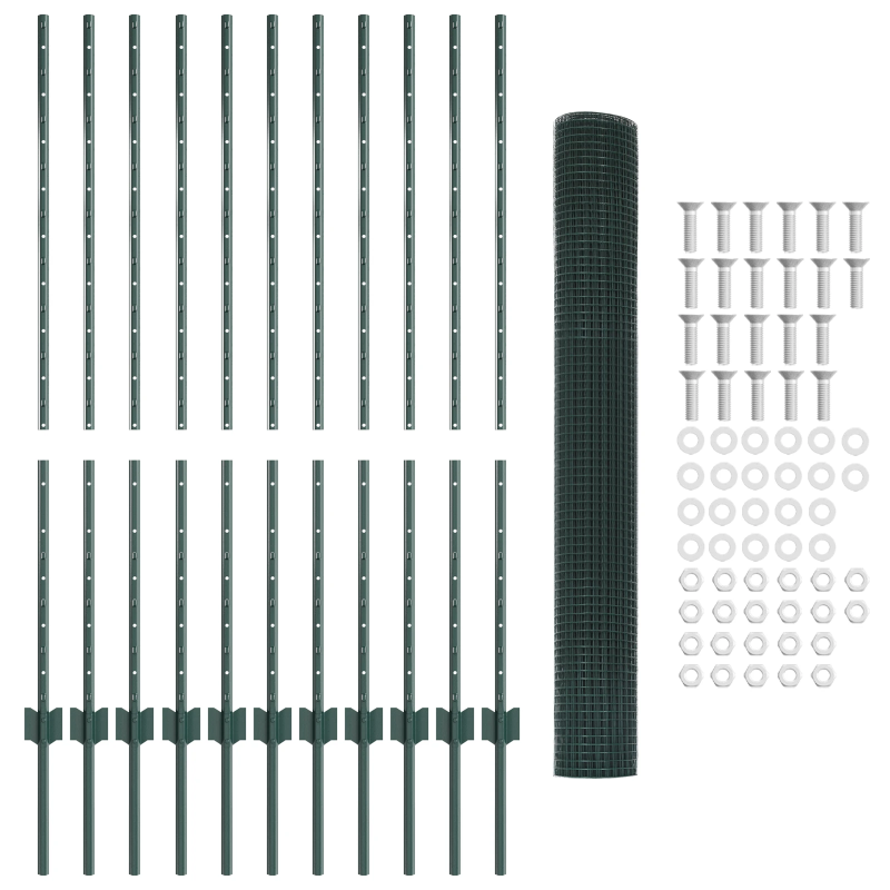 vidaXL Žogs ar stabu Zaļa 1,2 x 25 m Tērauds un PVC