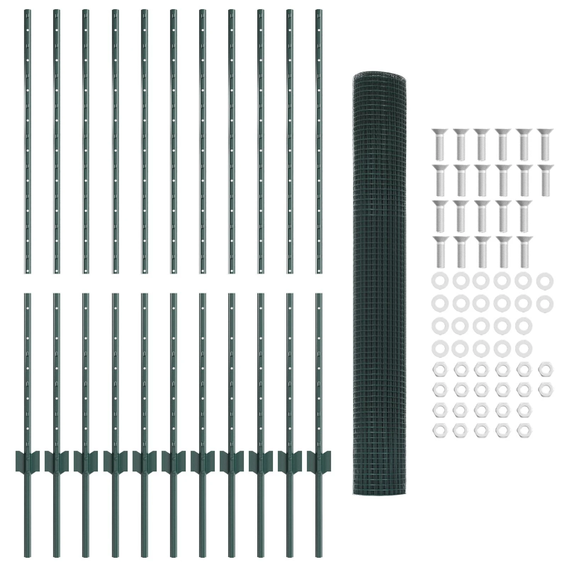 vidaXL Žogs ar stabu Zaļa 1,2 x 25 m Tērauds un PVC