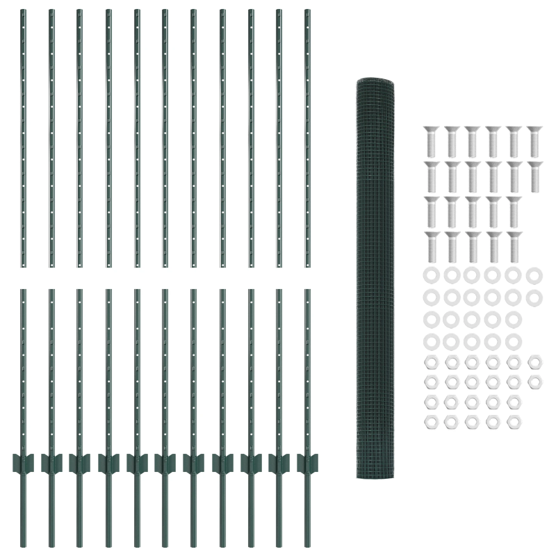 vidaXL Žogs ar stabu Zaļa 1,4 x 25 m Tērauds un PVC
