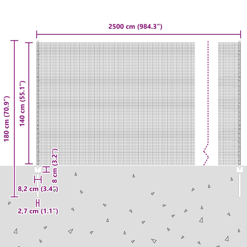 vidaXL Žogs ar stabu Zaļa 1,4 x 25 m Tērauds un PVC